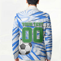 Personalized Uzbekistan Soccer Blazer White Wolves Football Halftone Pattern