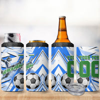 Personalized Uzbekistan Soccer 4 in 1 Can Cooler Tumbler White Wolves Football Halftone Pattern