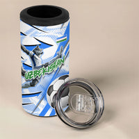 Personalized Uzbekistan Soccer 4 in 1 Can Cooler Tumbler White Wolves Football Halftone Pattern