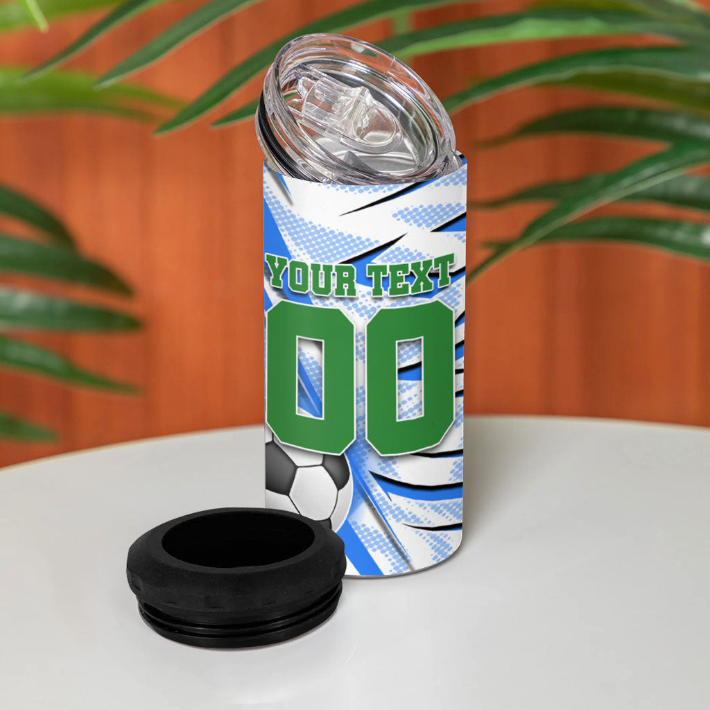 Personalized Uzbekistan Soccer 4 in 1 Can Cooler Tumbler White Wolves Football Halftone Pattern