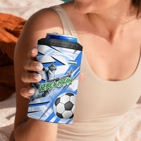 Personalized Uzbekistan Soccer 4 in 1 Can Cooler Tumbler White Wolves Football Halftone Pattern