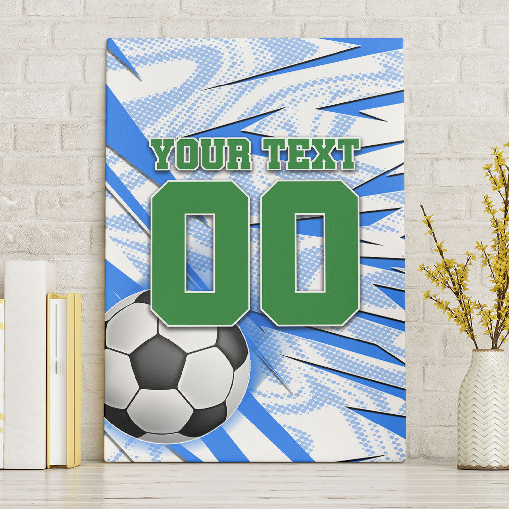 Personalized Uzbekistan Soccer Canvas Wall Art White Wolves Football Halftone Pattern