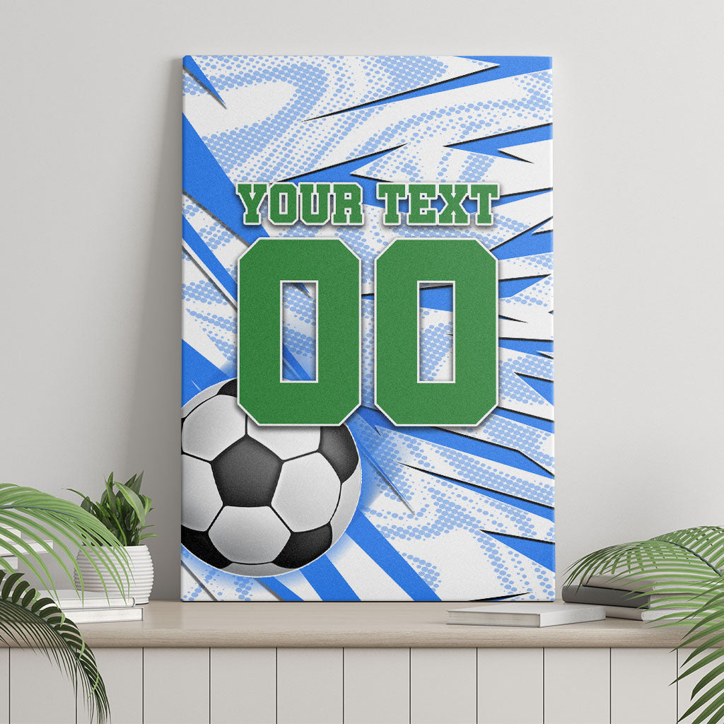 Personalized Uzbekistan Soccer Canvas Wall Art White Wolves Football Halftone Pattern