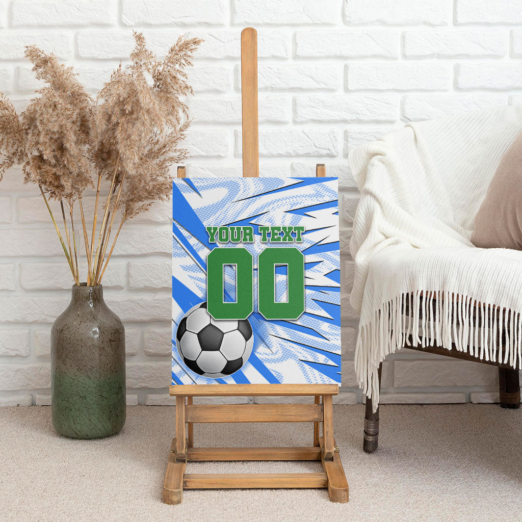 Personalized Uzbekistan Soccer Canvas Wall Art White Wolves Football Halftone Pattern