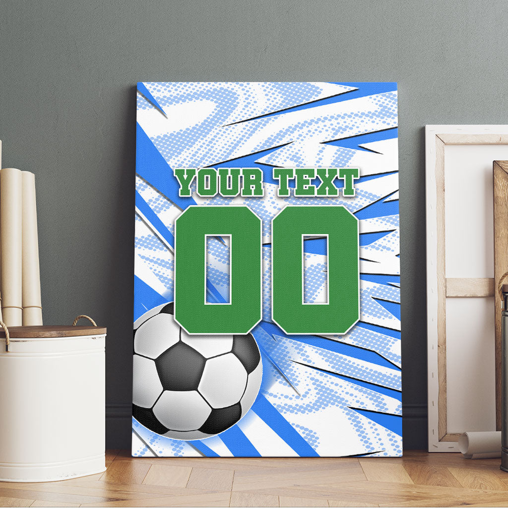Personalized Uzbekistan Soccer Canvas Wall Art White Wolves Football Halftone Pattern
