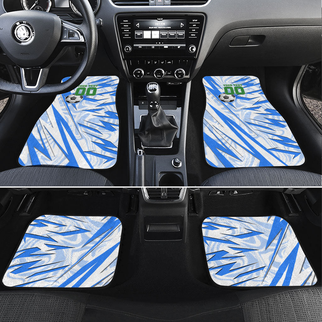 Personalized Uzbekistan Soccer Car Mats White Wolves Football Halftone Pattern
