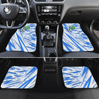 Personalized Uzbekistan Soccer Car Mats White Wolves Football Halftone Pattern