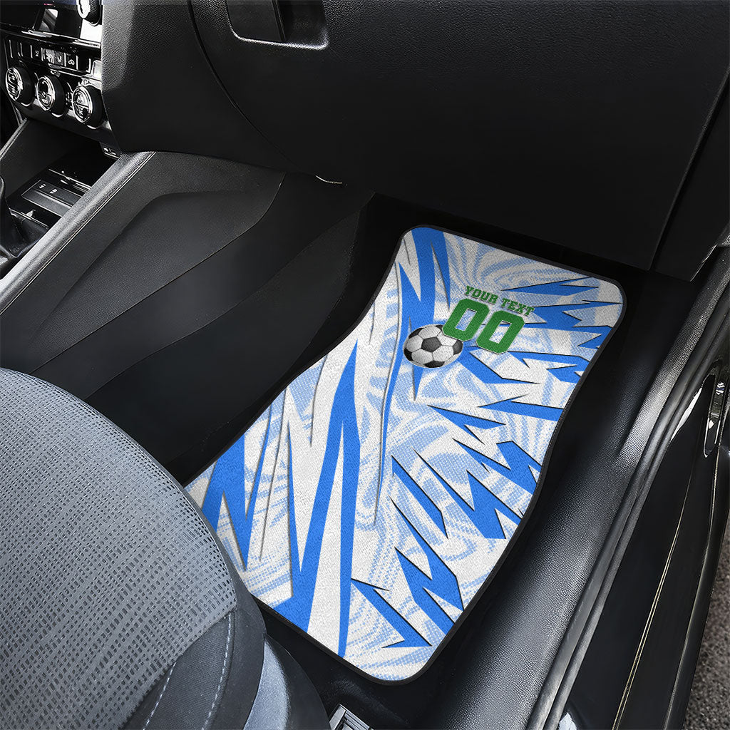 Personalized Uzbekistan Soccer Car Mats White Wolves Football Halftone Pattern