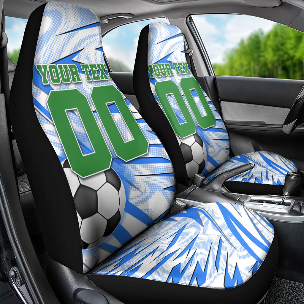 Personalized Uzbekistan Soccer Car Seat Cover White Wolves Football Halftone Pattern