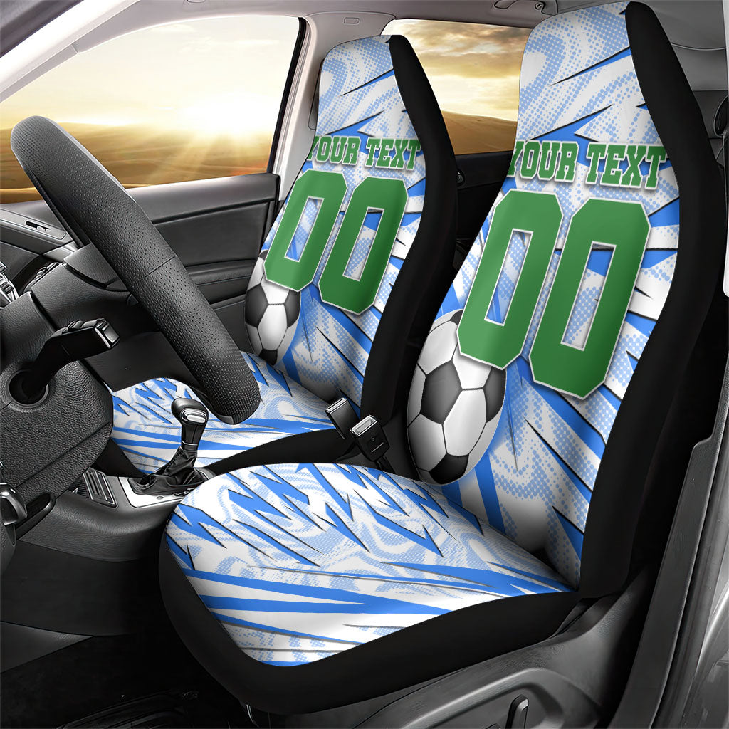 Personalized Uzbekistan Soccer Car Seat Cover White Wolves Football Halftone Pattern