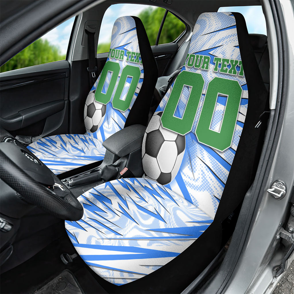 Personalized Uzbekistan Soccer Car Seat Cover White Wolves Football Halftone Pattern