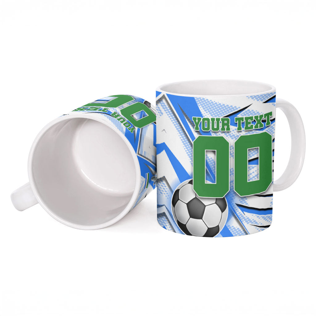 Personalized Uzbekistan Soccer Ceramic Mug White Wolves Football Halftone Pattern