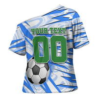 Personalized Uzbekistan Soccer Cross Shoulder Shirt White Wolves Football Halftone Pattern