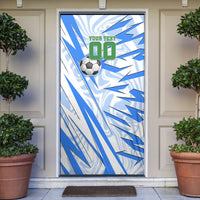 Personalized Uzbekistan Soccer Door Cover White Wolves Football Halftone Pattern