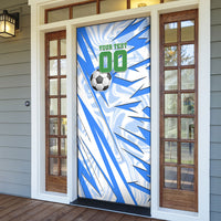 Personalized Uzbekistan Soccer Door Cover White Wolves Football Halftone Pattern