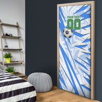 Personalized Uzbekistan Soccer Door Cover White Wolves Football Halftone Pattern