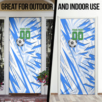 Personalized Uzbekistan Soccer Door Cover White Wolves Football Halftone Pattern
