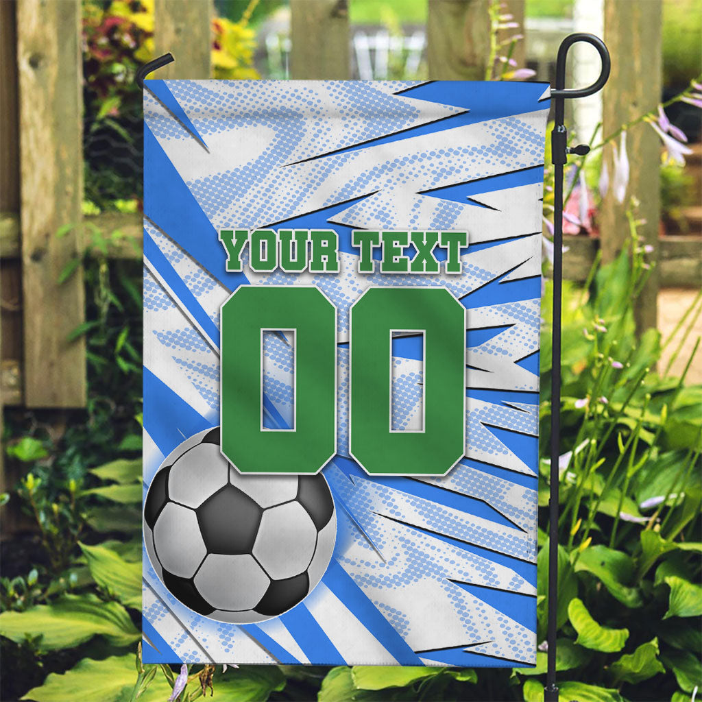 Personalized Uzbekistan Soccer Garden Flag White Wolves Football Halftone Pattern