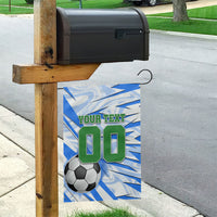 Personalized Uzbekistan Soccer Garden Flag White Wolves Football Halftone Pattern