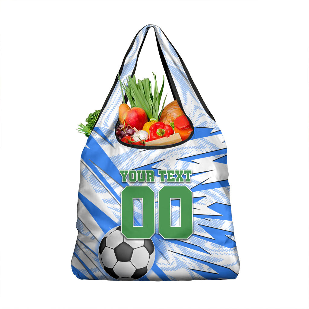 Personalized Uzbekistan Soccer Grocery Bag White Wolves Football Halftone Pattern