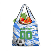 Personalized Uzbekistan Soccer Grocery Bag White Wolves Football Halftone Pattern