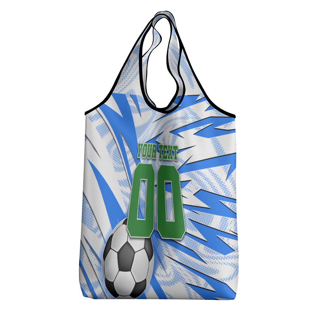 Personalized Uzbekistan Soccer Grocery Bag White Wolves Football Halftone Pattern