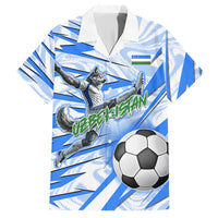 Personalized Uzbekistan Soccer Hawaiian Shirt White Wolves Football Halftone Pattern