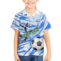 Personalized Uzbekistan Soccer Hawaiian Shirt White Wolves Football Halftone Pattern