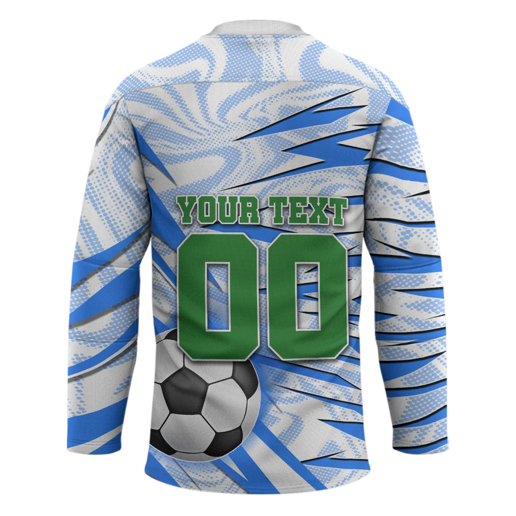 Personalized Uzbekistan Soccer Hockey Jersey White Wolves Football Halftone Pattern
