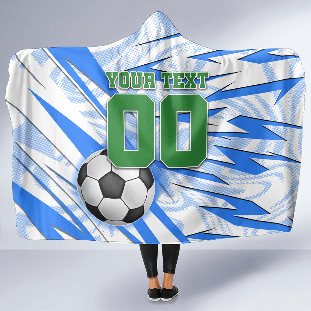 Personalized Uzbekistan Soccer Hooded Blanket White Wolves Football Halftone Pattern
