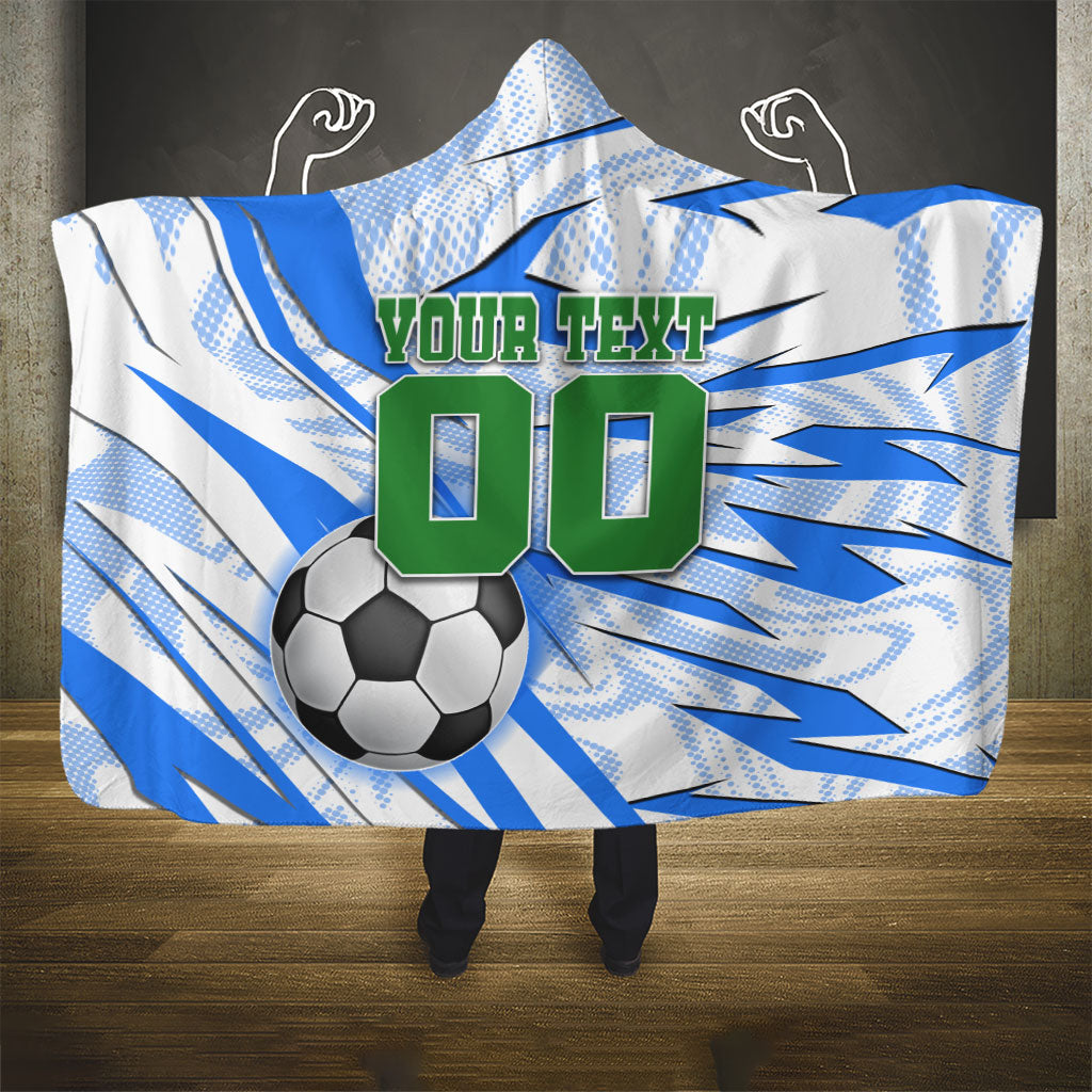 Personalized Uzbekistan Soccer Hooded Blanket White Wolves Football Halftone Pattern