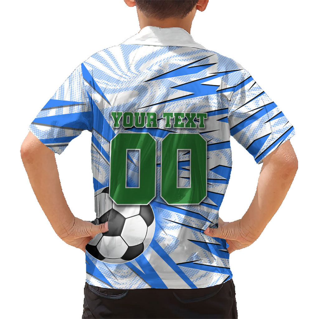 Personalized Uzbekistan Soccer Kid Hawaiian Shirt White Wolves Football Halftone Pattern
