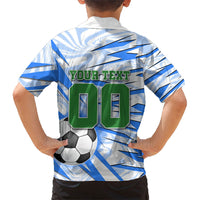 Personalized Uzbekistan Soccer Kid Hawaiian Shirt White Wolves Football Halftone Pattern