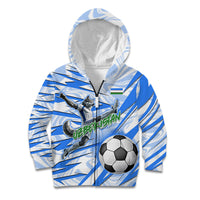 Personalized Uzbekistan Soccer Kid Hoodie White Wolves Football Halftone Pattern