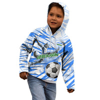 Personalized Uzbekistan Soccer Kid Hoodie White Wolves Football Halftone Pattern