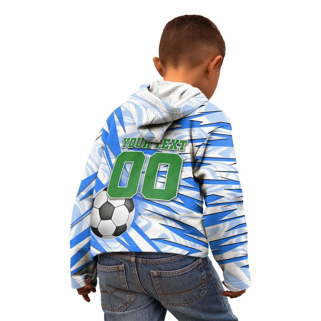 Personalized Uzbekistan Soccer Kid Hoodie White Wolves Football Halftone Pattern