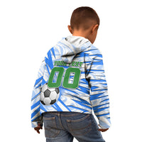 Personalized Uzbekistan Soccer Kid Hoodie White Wolves Football Halftone Pattern