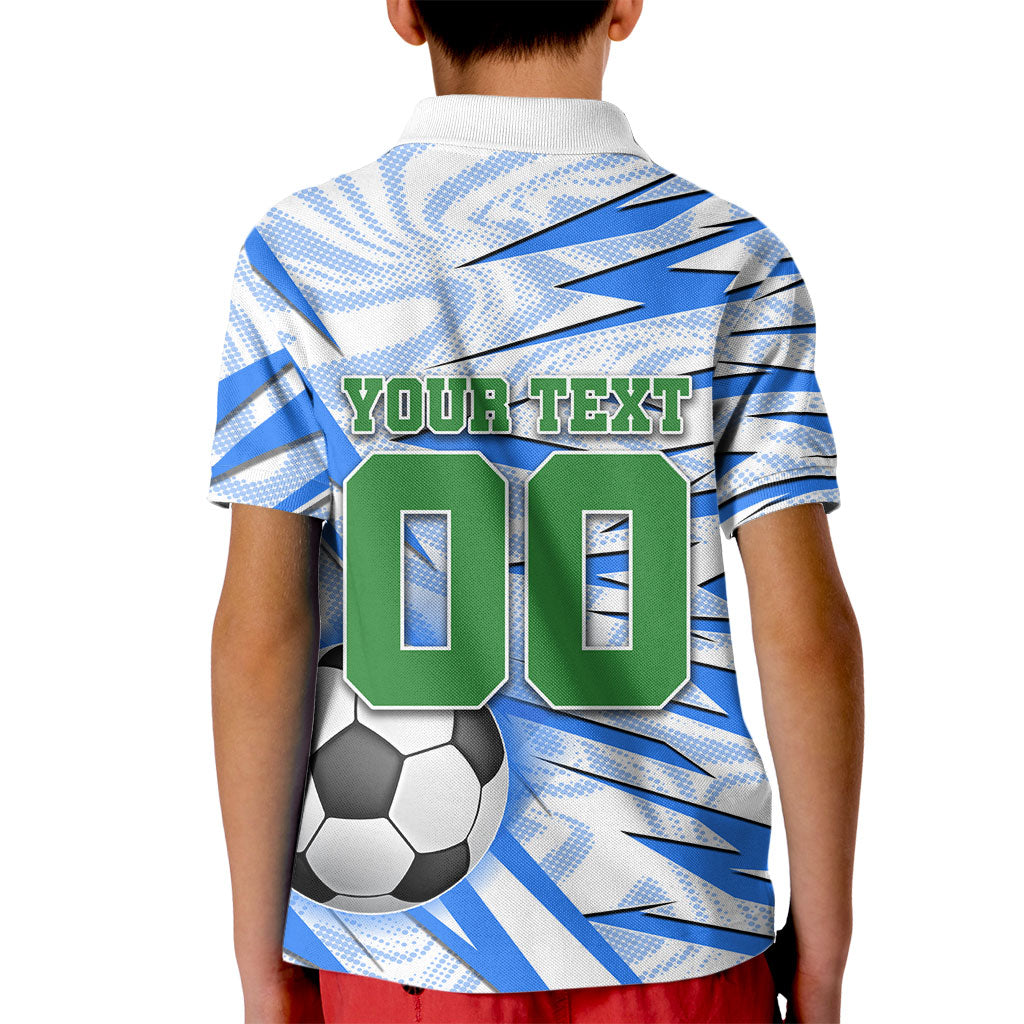 Personalized Uzbekistan Soccer Kid Polo Shirt White Wolves Football Halftone Pattern