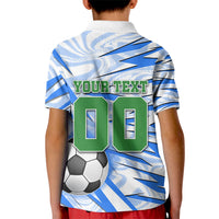 Personalized Uzbekistan Soccer Kid Polo Shirt White Wolves Football Halftone Pattern