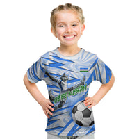 Personalized Uzbekistan Soccer Kid T Shirt White Wolves Football Halftone Pattern