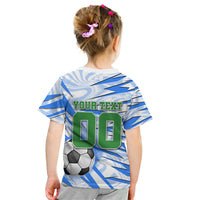 Personalized Uzbekistan Soccer Kid T Shirt White Wolves Football Halftone Pattern