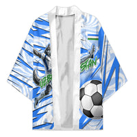 Personalized Uzbekistan Soccer Kimono White Wolves Football Halftone Pattern