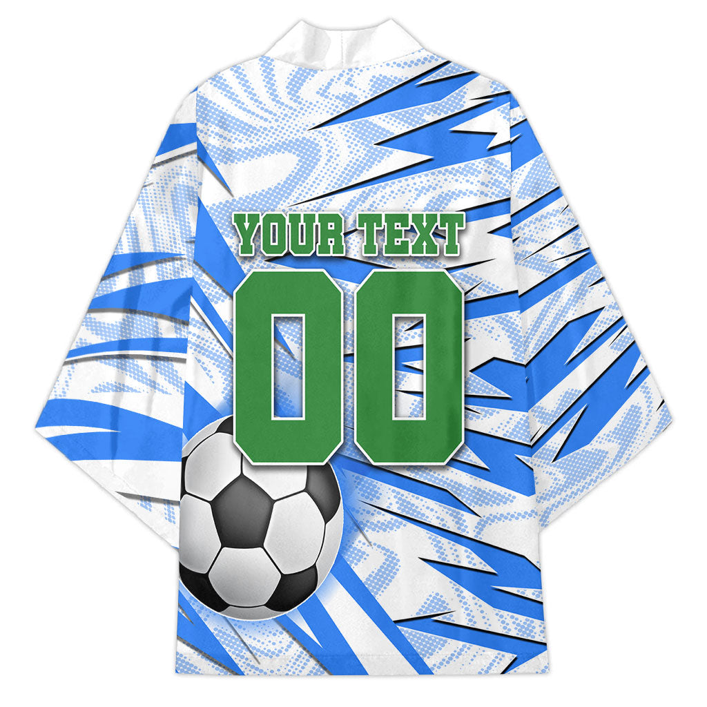 Personalized Uzbekistan Soccer Kimono White Wolves Football Halftone Pattern