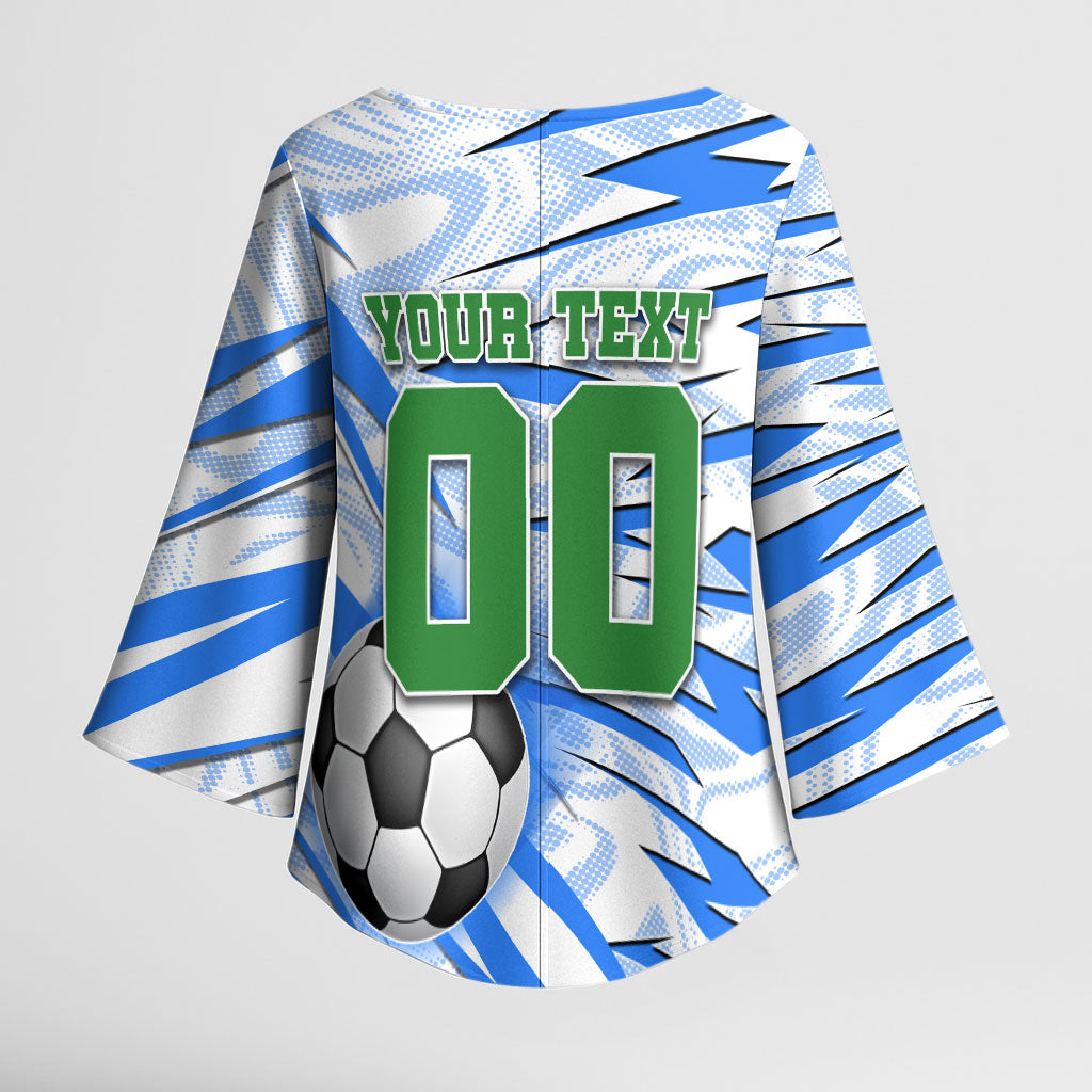 Personalized Uzbekistan Soccer Kimono Sleeve Blouse White Wolves Football Halftone Pattern