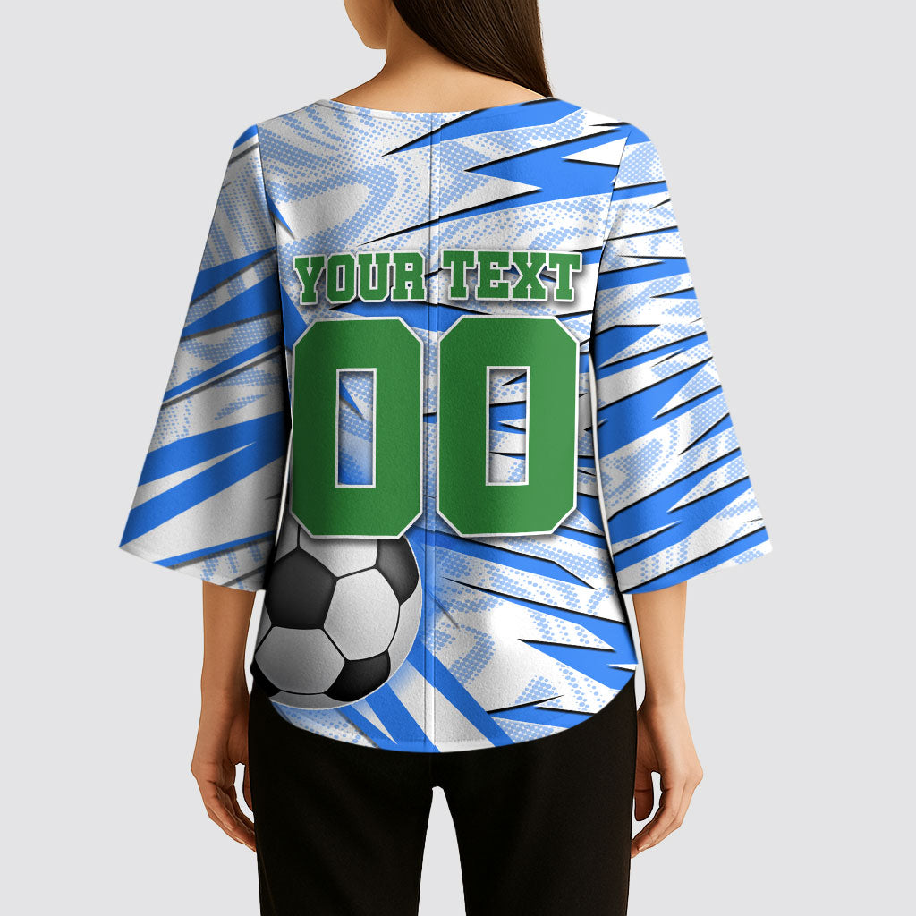 Personalized Uzbekistan Soccer Kimono Sleeve Blouse White Wolves Football Halftone Pattern