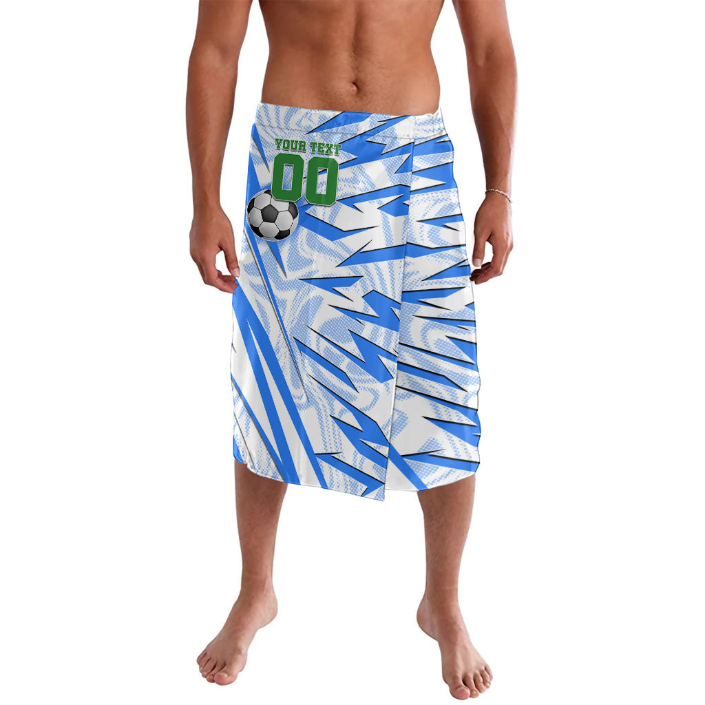 Personalized Uzbekistan Soccer Lavalava White Wolves Football Halftone Pattern