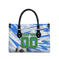 Personalized Uzbekistan Soccer Leather Bag White Wolves Football Halftone Pattern