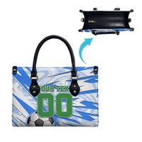 Personalized Uzbekistan Soccer Leather Bag White Wolves Football Halftone Pattern