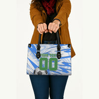 Personalized Uzbekistan Soccer Leather Bag White Wolves Football Halftone Pattern