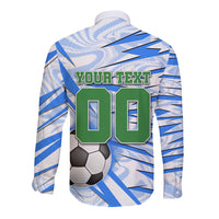 Personalized Uzbekistan Soccer Long Sleeve Button Shirt White Wolves Football Halftone Pattern